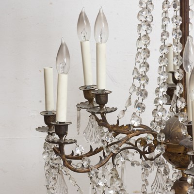 Lot 66 - French Gilt Metal and Cut Glass Twelve-Light Chandelier