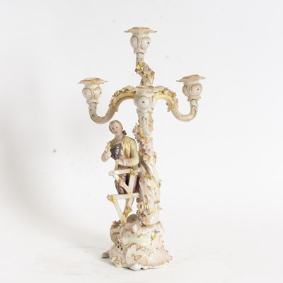 Lot 130 - German Porcelain Figural Four-Light Candelabrum