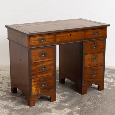 Lot 82 - English Brass Bound Mahogany Campaign Desk