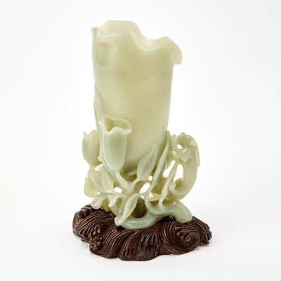Lot 535 - A Chinese Carved Jade Flower Vase