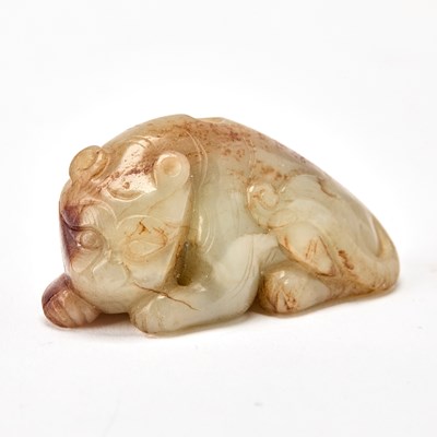 Lot 40 - A Chinese Celadon Jade Toggle of a Tiger