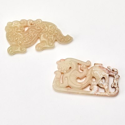 Lot 522 - Two Chinese Archaistic Jade Carvings