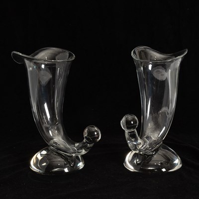 Lot 59 - Pair of Glass Horn of Plenty Vases