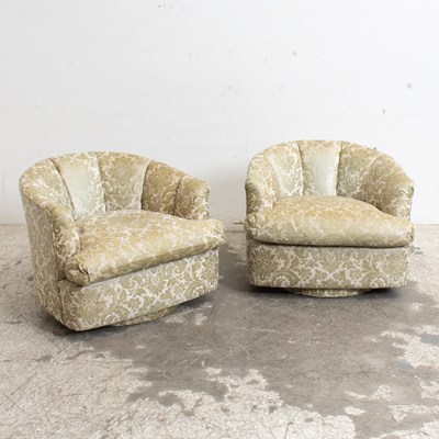 Lot 94 - Pair of Upholstered Swivel Armchairs