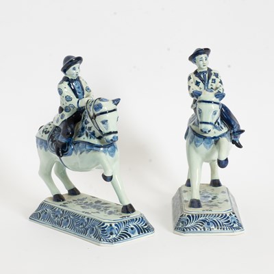 Lot 250 - Pair of Delft Figures on Horseback
