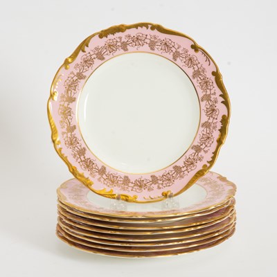 Lot 246 - Set of Nine Coalport "Hazelton" Pink Dessert Plates