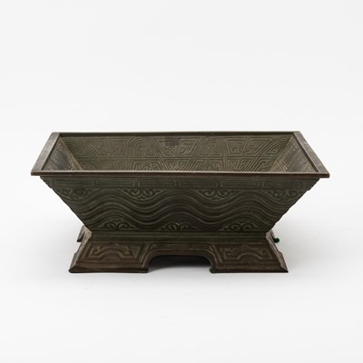 Lot 98 - A Chinese Cast Bronze Square Censer
