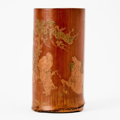 Lot 142 - A Chinese Carved Bamboo Brush Pot