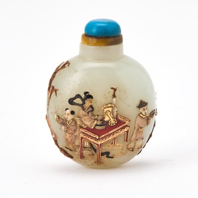 Lot 1 - A Japanese-Embellishment Chinese White Jade Snuff Bottle
