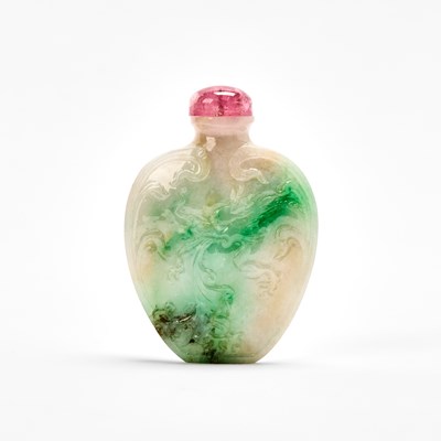 Lot 21 - A Chinese Carved Jadeite Snuff Bottle