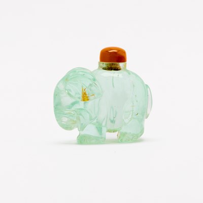 Lot 25 - A Chinese Carved Aquamarine 'Elephant' Snuff Bottle