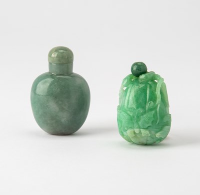 Lot 538 - Two Chinese Carved Jadeite Snuff Bottles