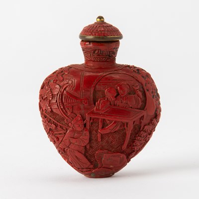 Lot 550 - A Chinese Carved Red Lacquer Snuff Bottle