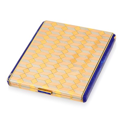 Lot 93 - J. E. Caldwell Tricolor Gold and Blue Enamel Case