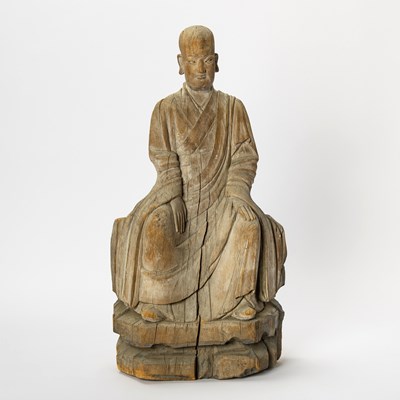 Lot 386 - A Chinese Wood Carving of a Luohan
