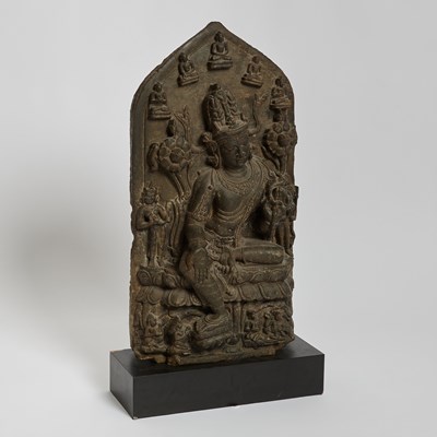 Lot 323 - An Indian Carved Blackstone Stele of Avalokiteshvara
