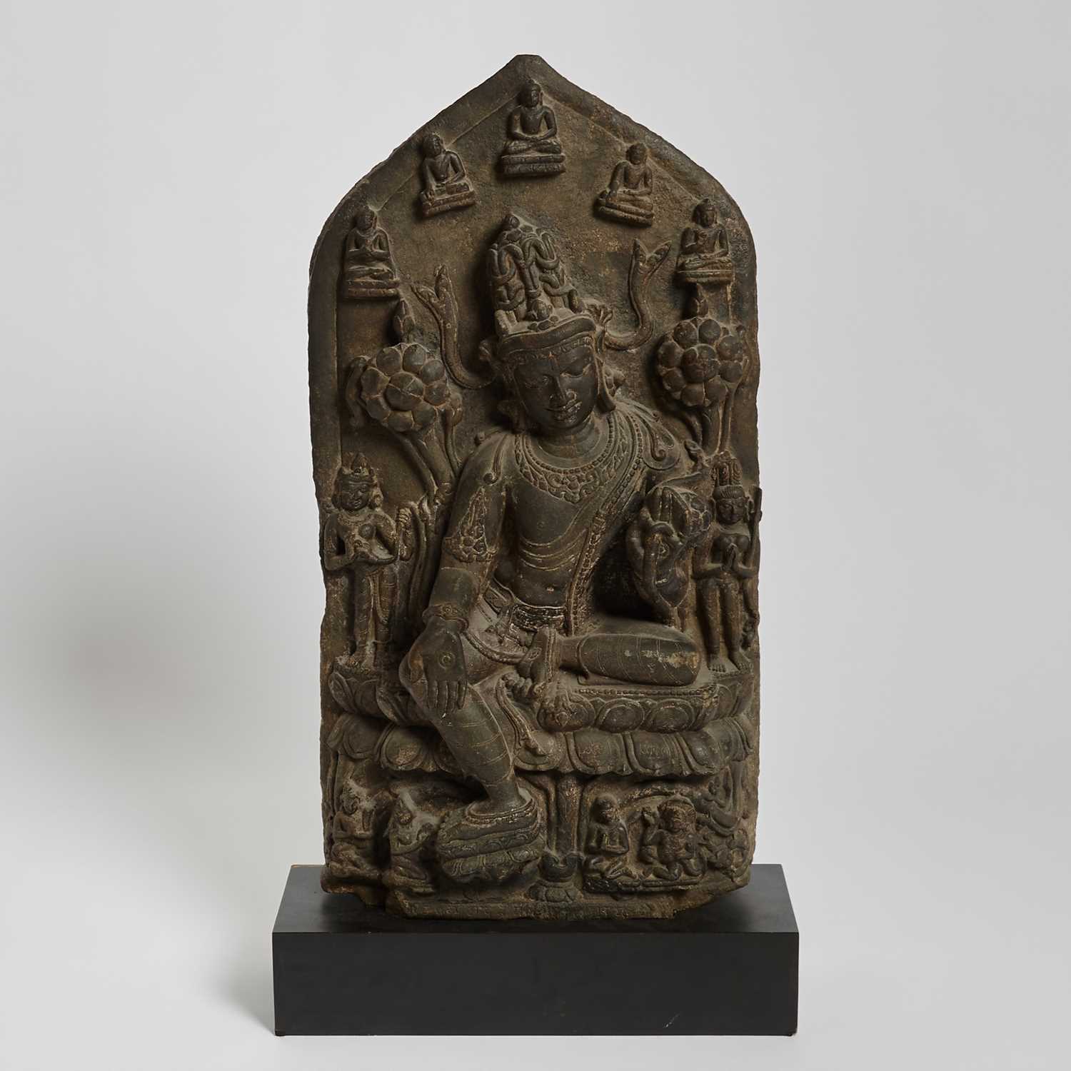 Lot 323 - An Indian Carved Blackstone Stele of Avalokiteshvara