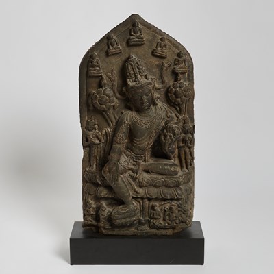 Lot 323 - An Indian Carved Blackstone Stele of Avalokiteshvara