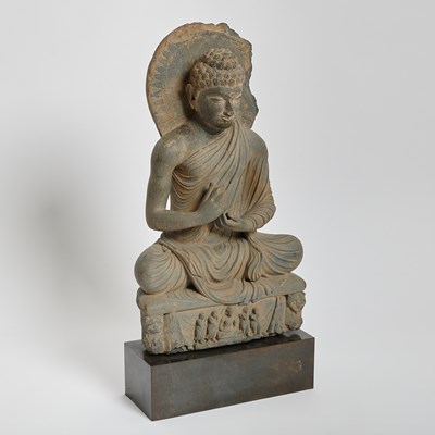 Lot 338 - An Important Gandharan Carved Grey Schist Figure of Buddha