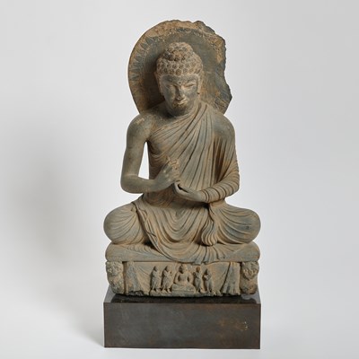 Lot 338 - An Important Gandharan Carved Grey Schist Figure of Buddha