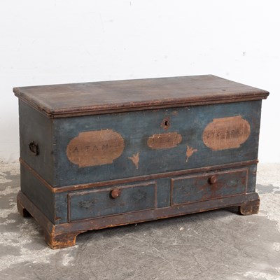 Lot 191 - Paint-Decorated Pine Blanket Chest