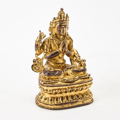 Lot 319 - A Nepalese Gilt Lacquer Figure of Shadkakshari Lokeshavara