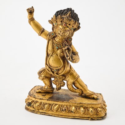 Lot 320 - A Tibetan Gilt Bronze Figure of Vajrapani
