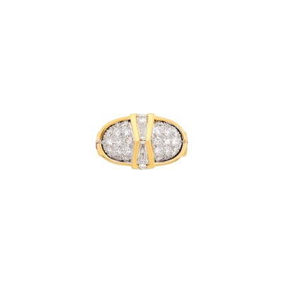 Lot 100 - Two-Color Gold, Diamond and Ruby Ring