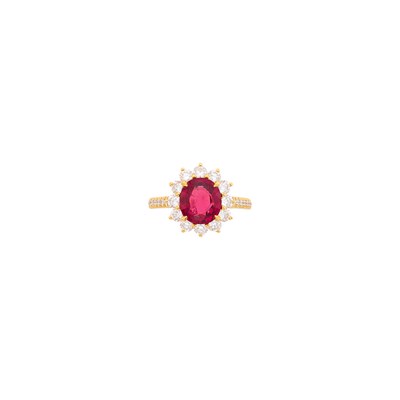 Lot 82 - Gold, Red Spinel and Diamond Ring
