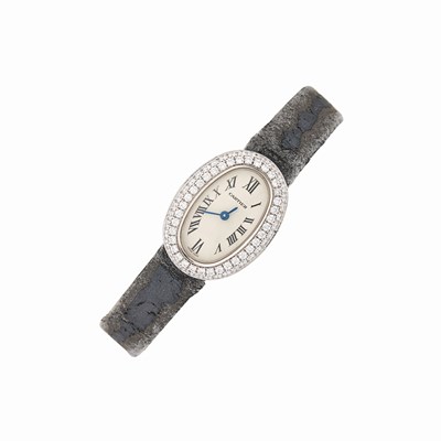 Lot 63 - Cartier White Gold and Diamond 'Baignoire Mini' Wristwatch, Ref. WB509531