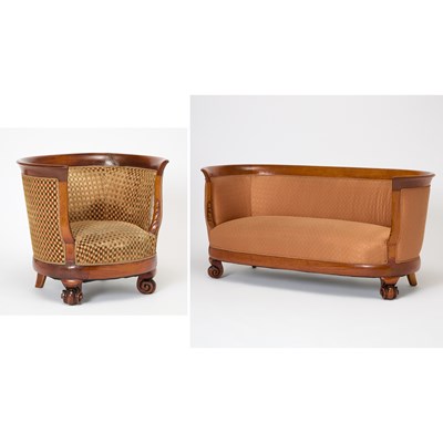 Lot 195 - Art Deco Upholstered and Carved Walnut Sofa
