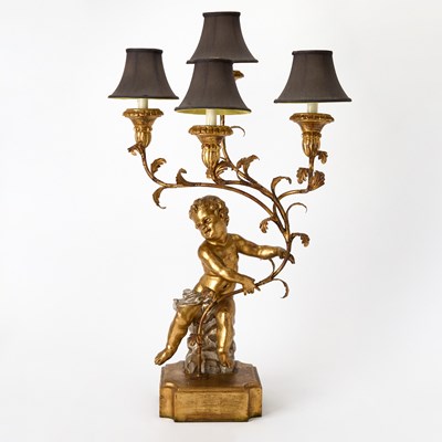 Lot 197 - Italian Baroque Style Carved Giltwood Candelabrum