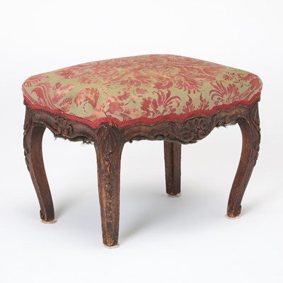 Lot 183 - Louis XV Style Upholstered Carved Walnut Stool