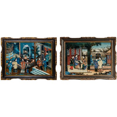 Lot 89 - Pair of Chinese Reverse Glass Paintings