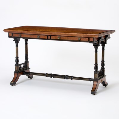 Lot 170 - Victorian Part Ebonized and Gilt Amboyna Writing Table