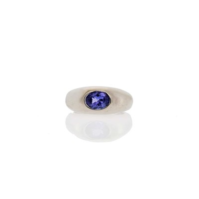 Lot 1090 - Palladium and Tanzanite Ring