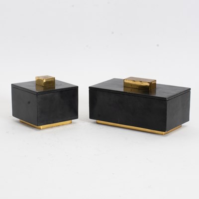 Lot 328 - Two Black Carved Stone Boxes
