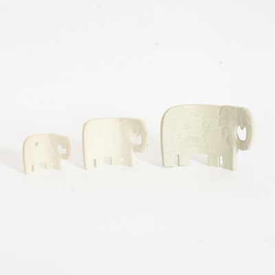 Lot 237 - Group of Three Flat Stone Elephants
