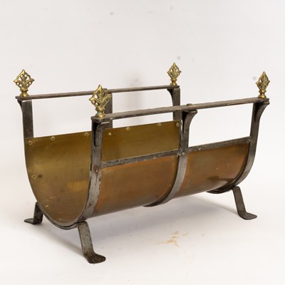 Lot 245 - Brass Hammered Firewood Holder