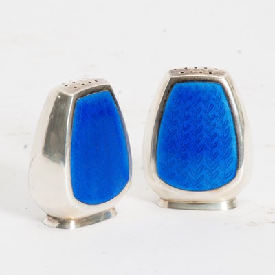 Lot 215 - Pair of Danish Sterling and Enamel Shakers