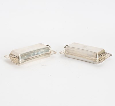 Lot 217 - Pair of Sterling Lidded Butter Trays