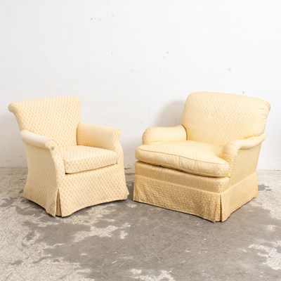 Lot 258 - Two Yellow Upholstered Club Chairs