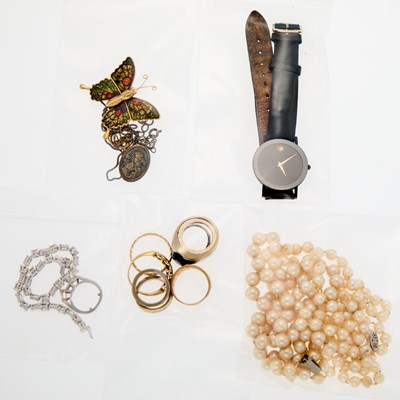 Lot 2047 - Group of Gold, White Gold and Diamond Jewelry, Group of Metal Costume Jewelry