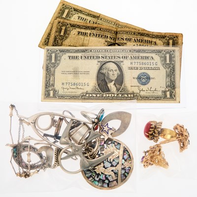 Lot 2052 - Group of United States Banknotes and Group of Gold, Silver and Metal
