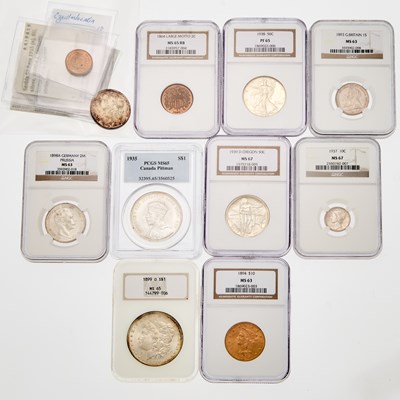 Lot 2062 - Group of United States and Foreign Gold, Silver and Metal Coins