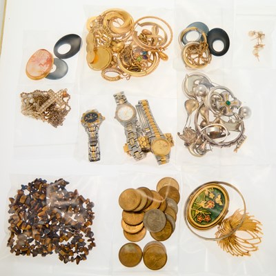 Lot 2075 - Group of United States Metal Coins, Group of Gold, Low Karat Gold, Gold-Filled, Silver and Metal Jewelry and Wristwatches
