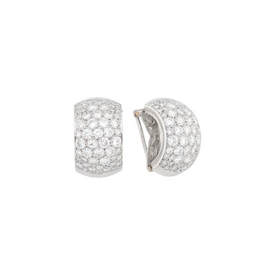 Lot 62 - Pair of Platinum and Diamond Hoop Earclips/Clips Combination