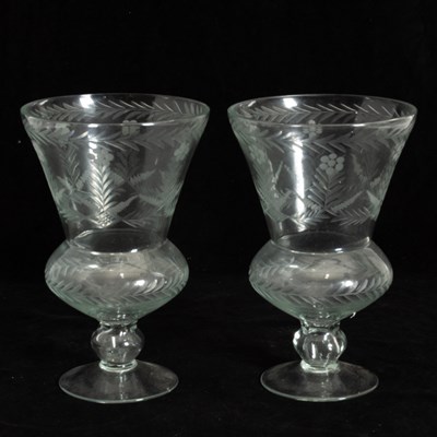 Lot 320 - Pair of Etched Glass Footed Vases