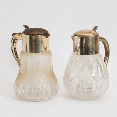 Lot 326 - Two Cut Glass and Silver Plate Pitchers