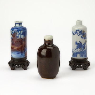 Lot 6 - Three Chinese Glazed Porcelain Snuff Bottles